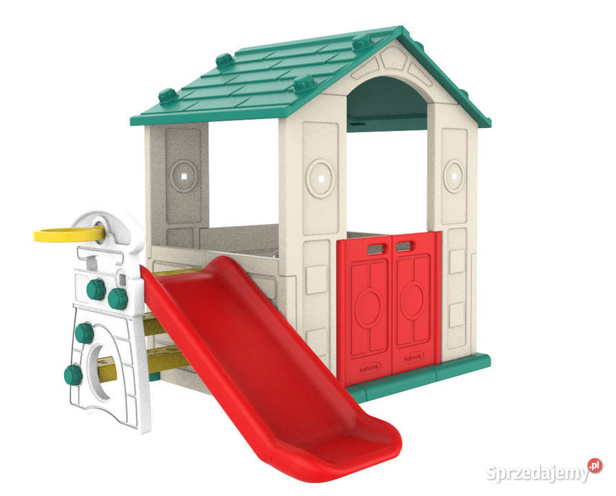 Domek ogrodowy dzieci ze zjeżdżalnią i