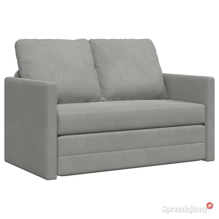 Sofa podłogowa 2w1 jasnoszara 122x204x55 aksamit 55cm Wschowa