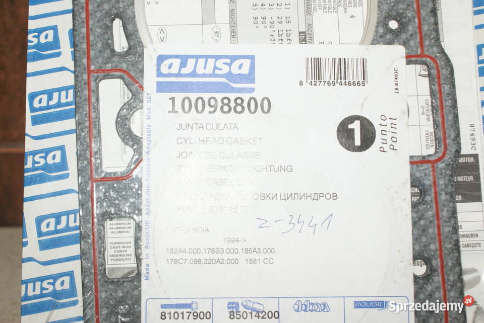 10098800 AJUSA USZCZELKA GŁOWICY FIAT Białobrzegi sprzedam