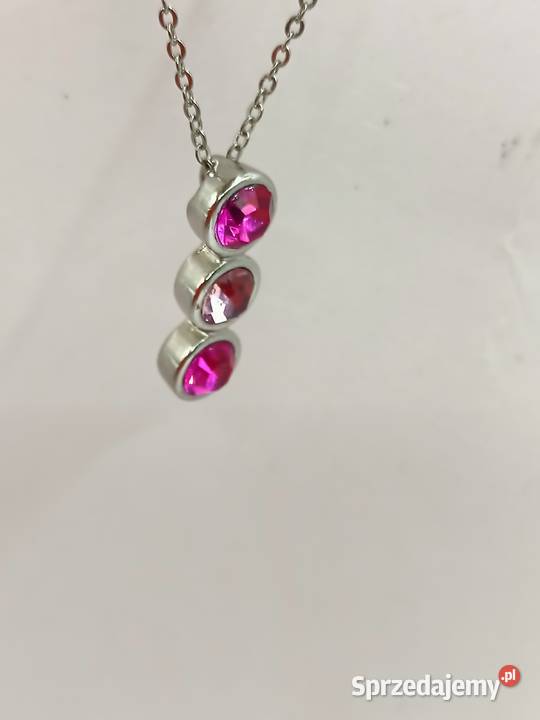 Naszyjnik trzy różowe szlifowane szkiełka Naszyjniki Zamość