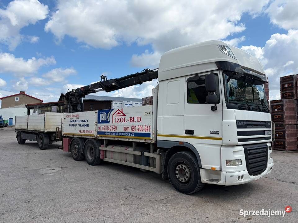 DAF XF 105460 HDS HIAB 166 skrzynia burtowa ład nie łódzkie Rawa Mazowiecka sprzedam