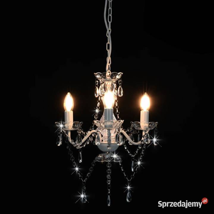 vidaXL Żyrandol z koralikami biały okrągły 3