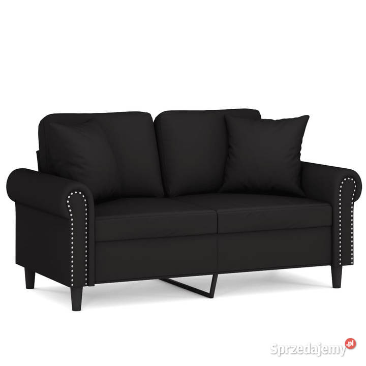 2osobowa sofa z poduszkami czarna 120 aksamit mazowieckie Warszawa