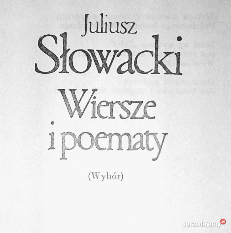 Wiersze i poematy Juliusz Słowacki Chełm sprzedam
