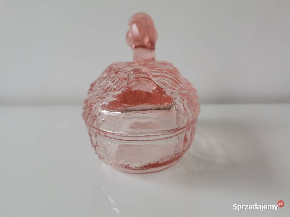 Stara różowa bomboniera figurka Kaczka HSG śląskie Katowice