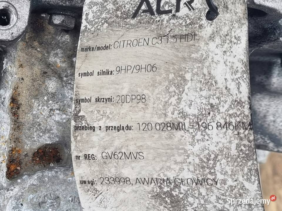 Citroen C3 II 16 EHDI SKRZYNIA BIEGÓW 20DP98 osobowe Rudka sprzedam