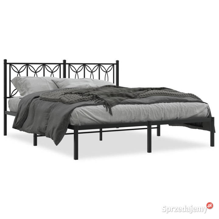 Łóżko Metalowe Czarne Rama Łóżka Ze Stelażem 90cm