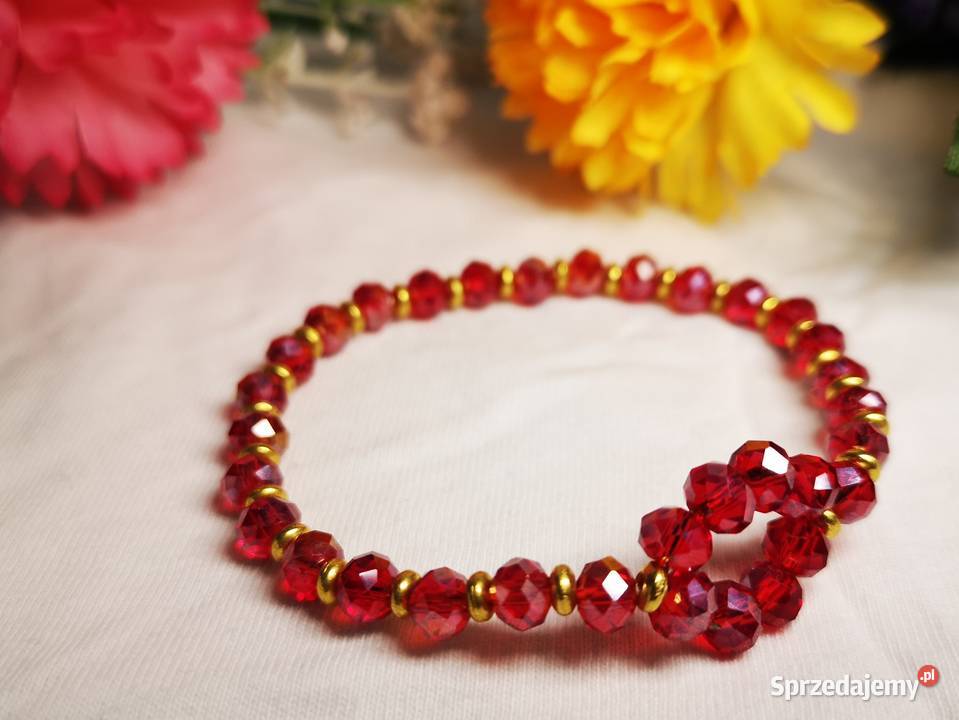Bransoletka damska z czerwonych szklanych świętokrzyskie Kielce