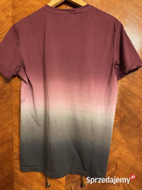 Tshirt męski M różowozielony cieniowany bawełna