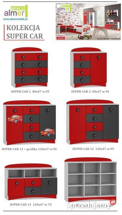 SUPER CAR N16 półka wisząca dziecięca 80x22 w45 Kraśnik