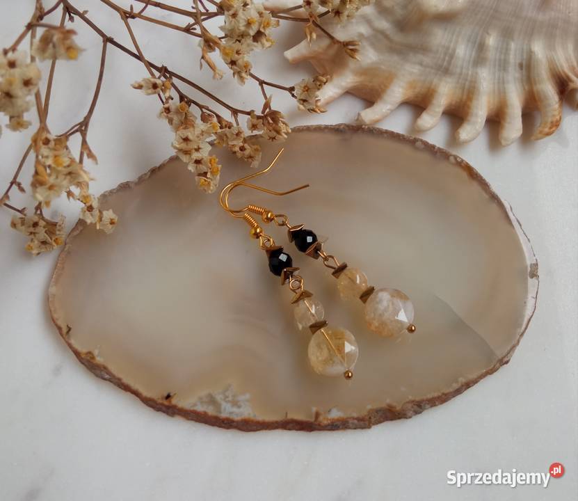 Kolczyki cytryn i czarny turmalin Czerwionka-Leszczyny