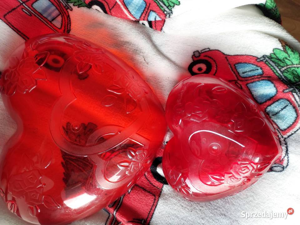 Waza czerwona serce i 3 miseczki PRL tworzywo Wrocław