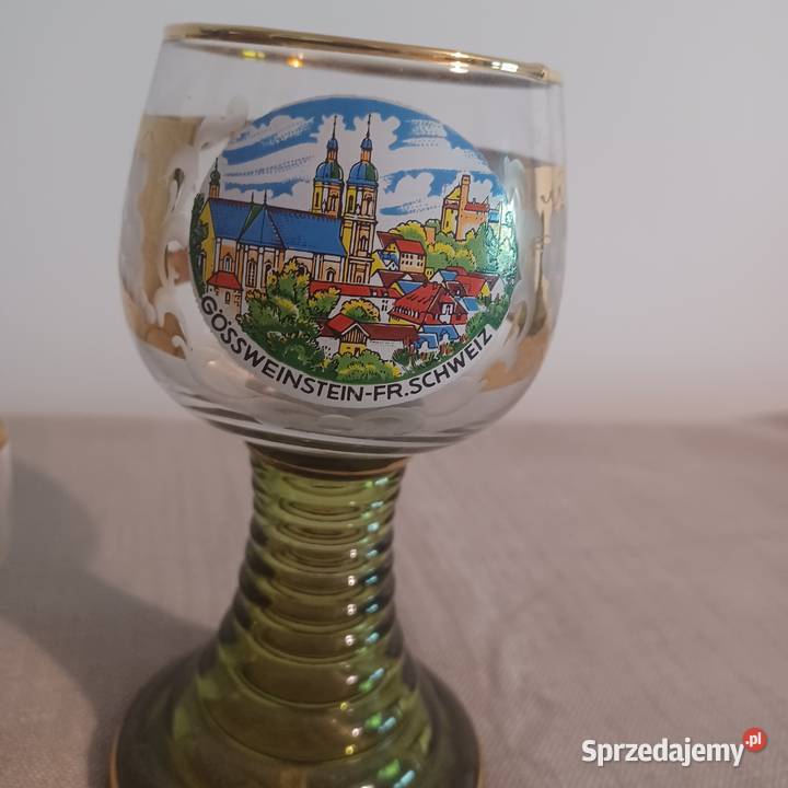 Piękny zestaw niemieckich kieliszków Rmer Wrocław