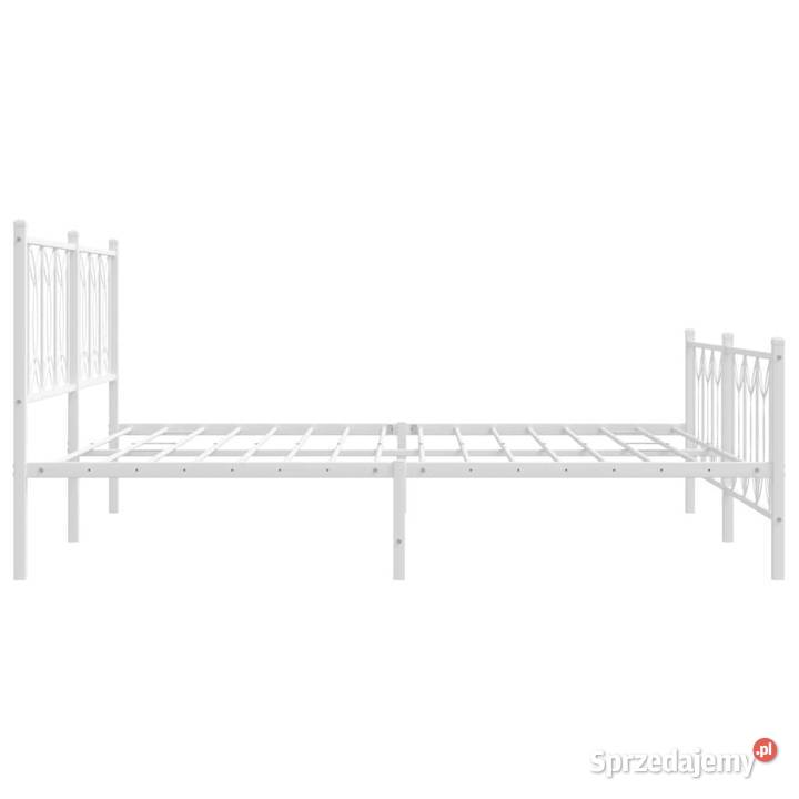Łóżko Metalowe Białe Rama Łóżka Ze Stelażem 219cm