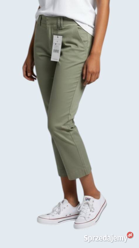 Damskie oliwkowe bawełniane spodnie rybaczki 34 Chrzanów