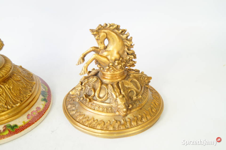 Piękny róg obfitości porcelana z brązem kwiaty Antyki, Sztuka, Kolekcje Gizałki