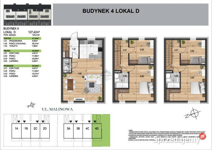 Dom szeregowy na sprzedaż 128m2 Iwiny