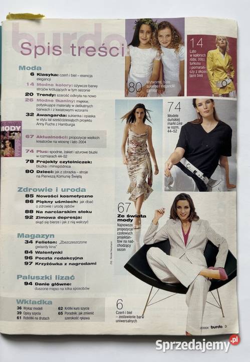 Burda Moda 22004 czasopismo szycie wykroje Warszawa