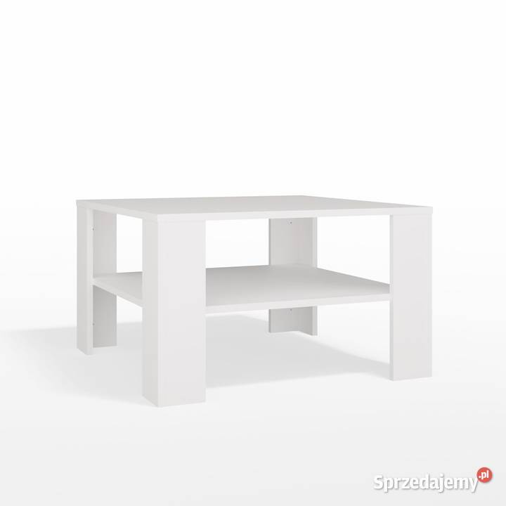 Stolik kawowy z półką pod blatem SQUARE BIAŁY