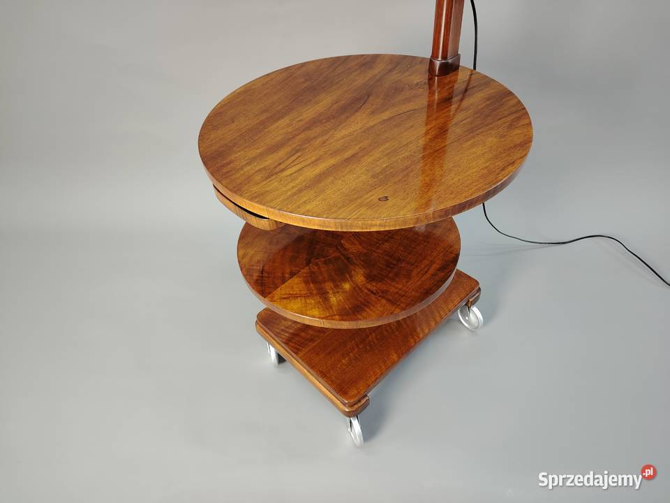 Lampa stojąca art deco renowacji orzech lata 30 Zielonka