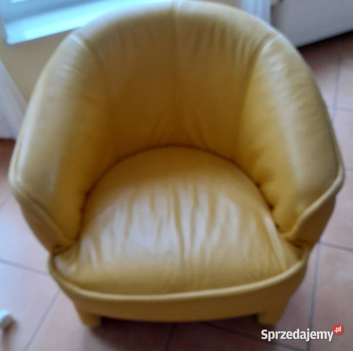 Fotel skóra naturalna do pokoju biura żółty i
