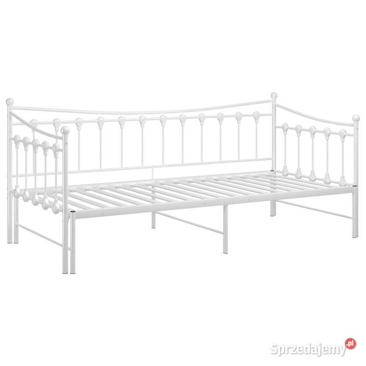 Sofa z wysuwaną ramą łóżka biała metalowa 90x200 Warszawa