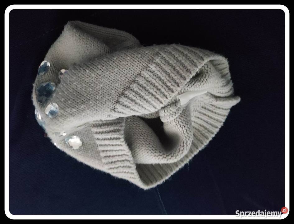 Szara czapka ze świecidełkami Nakrycia głowy mazowieckie