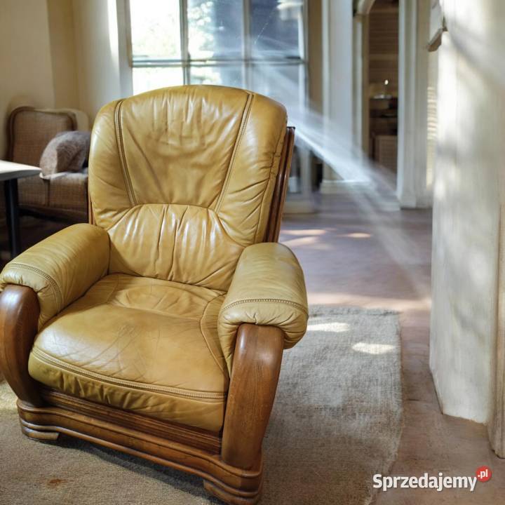 Fotele dębowe skórzane Łagiewniki