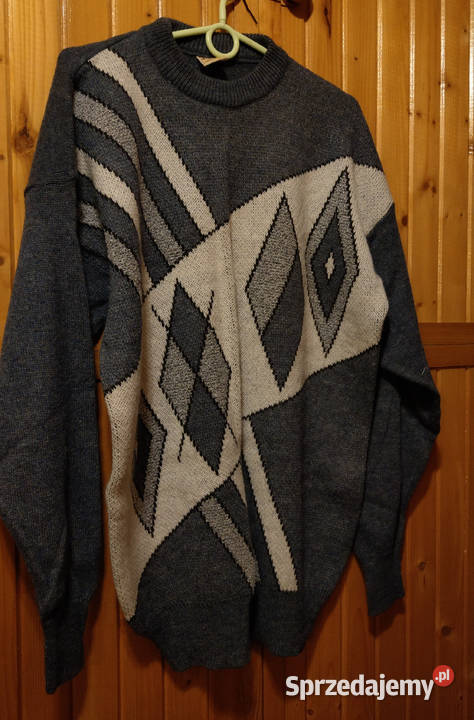 Sweter z wełny szetlandzkiej niebieski z białym Wkładane przez głowę Swetry i golfy mazowieckie Warszawa