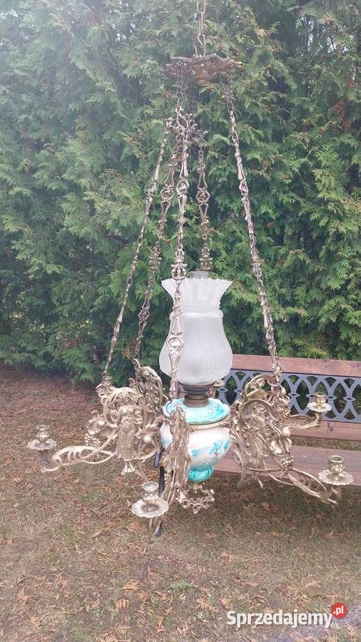 wisząca lampa naftowa majolika