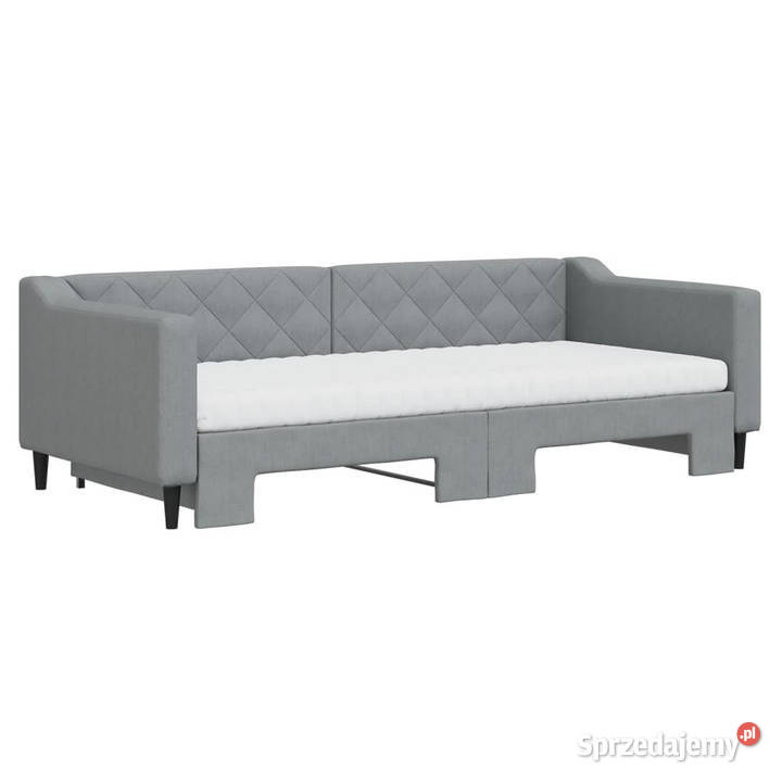 Sofa rozsuwana z materacami jasnoszara tkanina Warszawa
