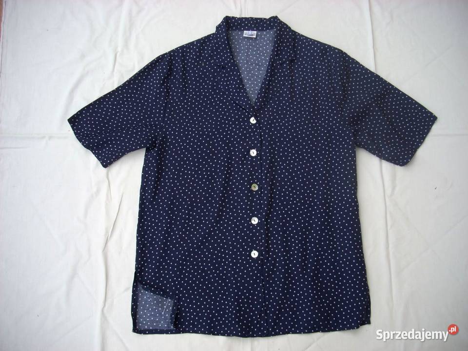 Dłuższa koszula Granatowa Groszki J Nowa 38 40 biały Nowy Sącz