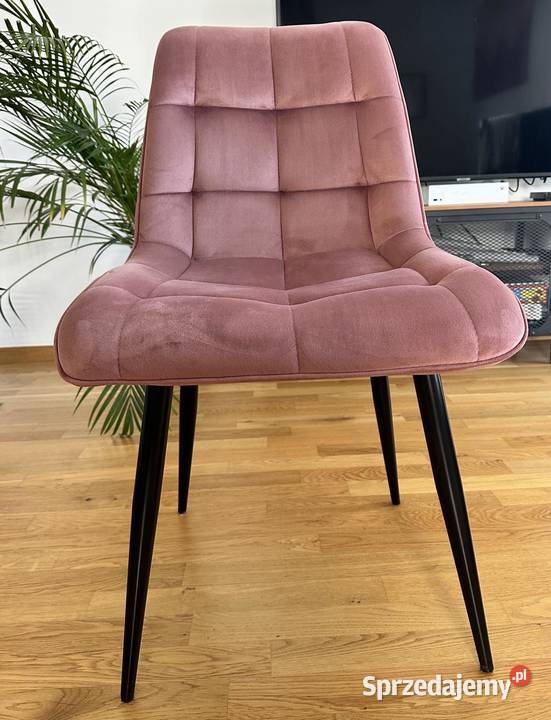 Zestaw krzeseł Chic Velvet różowe Krzesła Warszawa