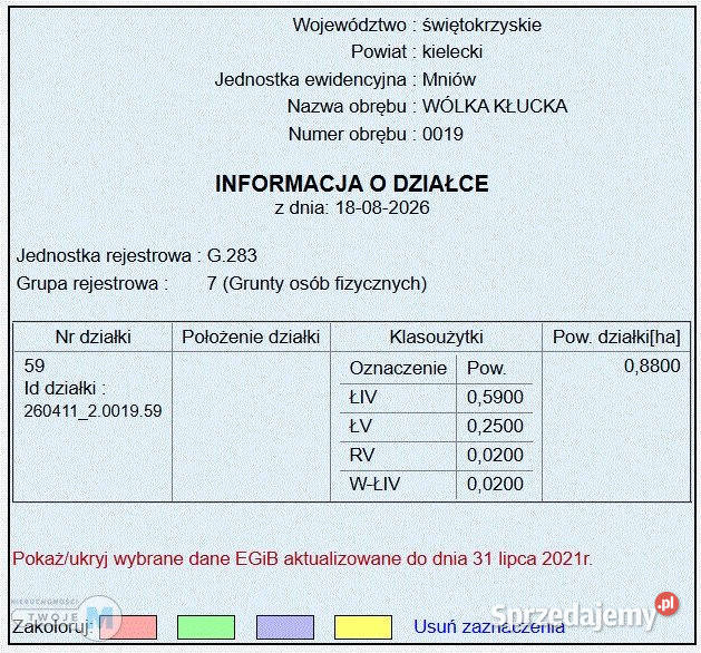 Działka 8800m Mniów