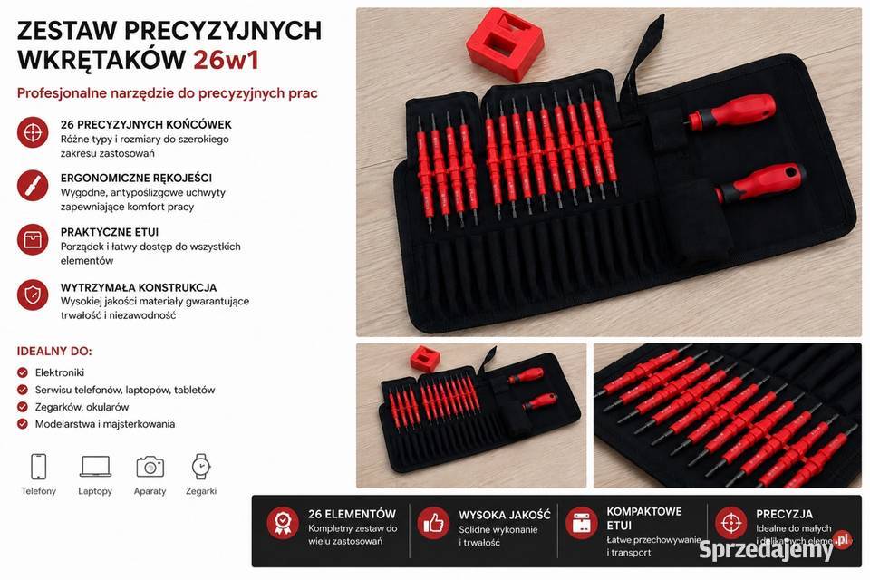 Zestaw precyzyjnych wkrętaków 26w1 do Łódź