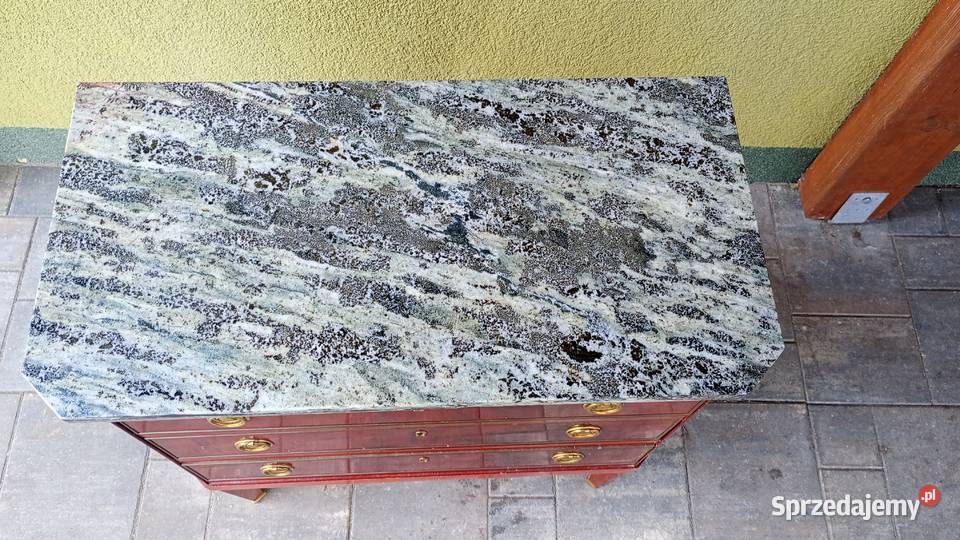 Komoda marmur intarsja Gustawiański XX w Meble Antyki, Sztuka, Kolekcje Budzyń