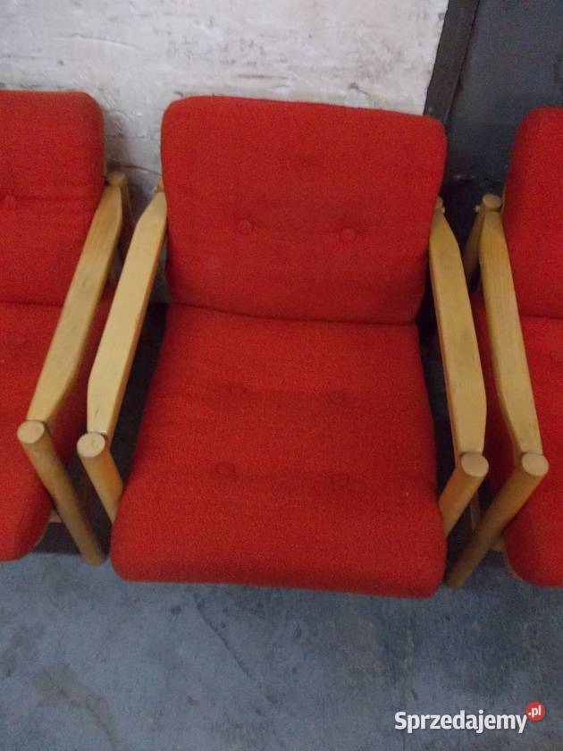 Stare fotele drewniane PRL Bauhaus Bielsko-Biała