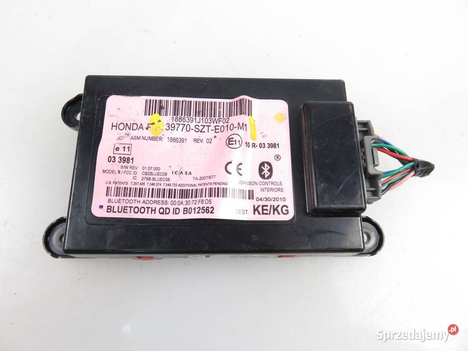 MODUŁ BLUETOOTH HONDA CRZ 39770E010M1 osobowe sprzedam