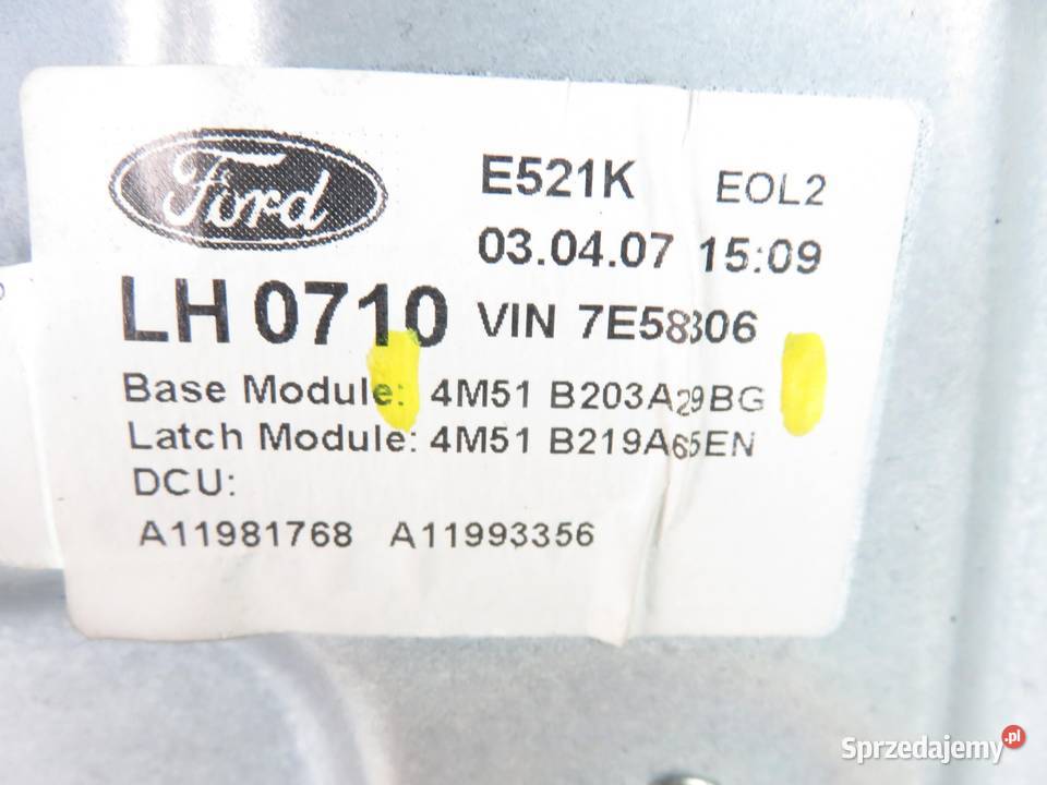 PODNOŚNIK LEWY PRZEDNI FOCUS MK2 4M51B203A29BG osobowe sprzedam