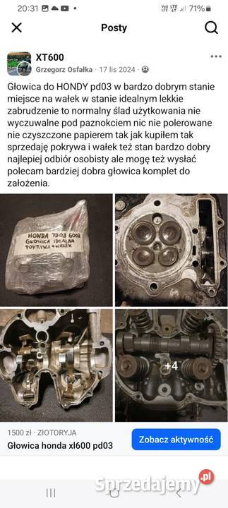 Głowica honda XL 600 nie xt xr dr klr RM Honda Bolesławiec