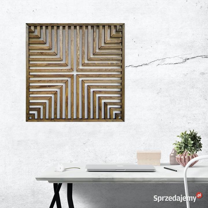 3D obraz z drewna ażurowy dekoracja kolor dąb 70 odcienie brązowego Wyposażenie wnętrz Gdynia