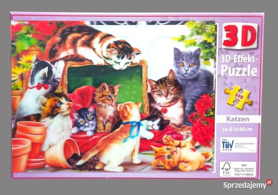 Katzen puzzle kotki 500 elementów 3D Chrzanów sprzedam