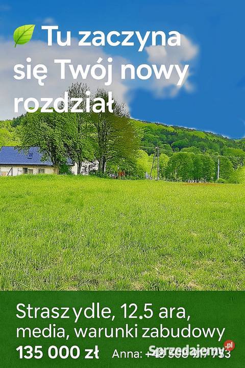 Działka budowlana z WZ Straszydle 1250m2 Sprzedaż
