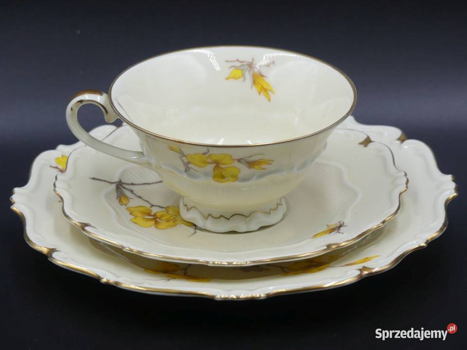 Komplet śniadaniowy Sorau Żary Forsycja stan Porcelana i szkło Poznań sprzedam