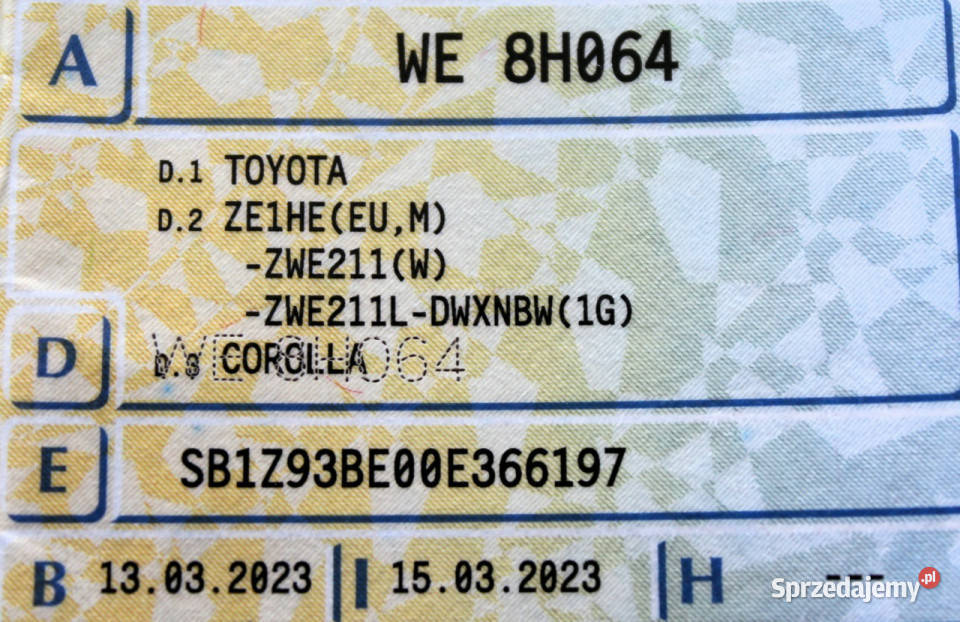 Toyota Corolla Comfort SalonPL FV23 Kamera LED 1798cm3 Sokołów sprzedam