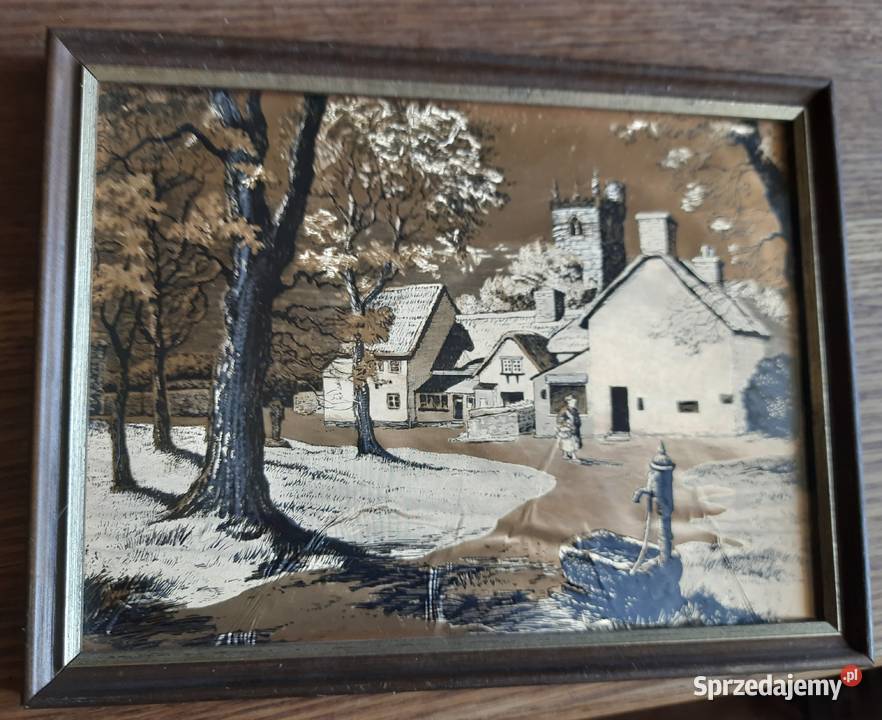 Obrazki zabytkowy wydruk na metalicznej folii warmińsko-mazurskie Morąg