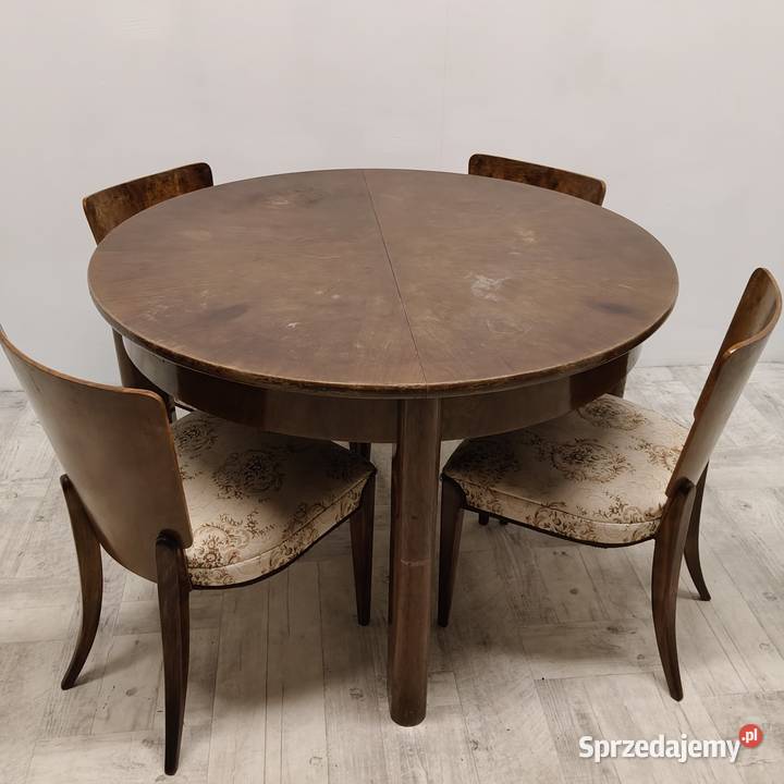 stół art Deco stary drewniany okrągły rozkładany łódzkie sprzedam