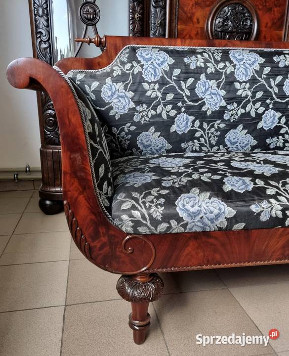Piękna sofa empirowa z końca XIX wieku motyw Meble zachodniopomorskie
