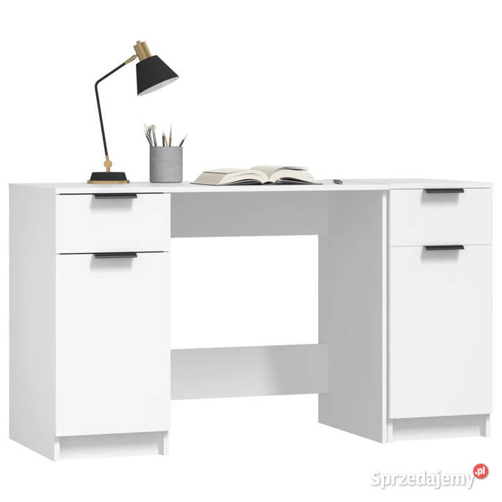 Biurko z szafką boczną białe materiał Warszawa