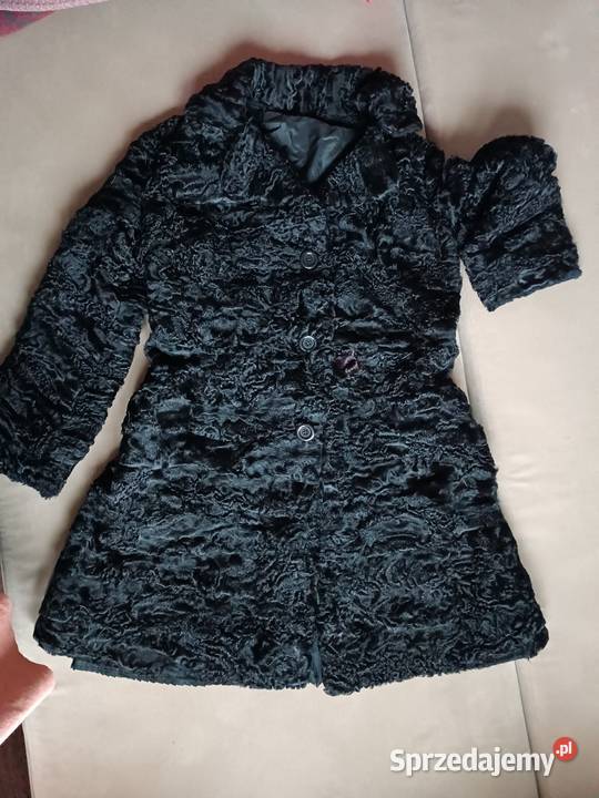 Płaszcz zimowy skóra naturalna futerkowa czarny Otwock